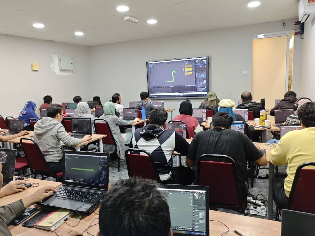 Participants during a Blender training session